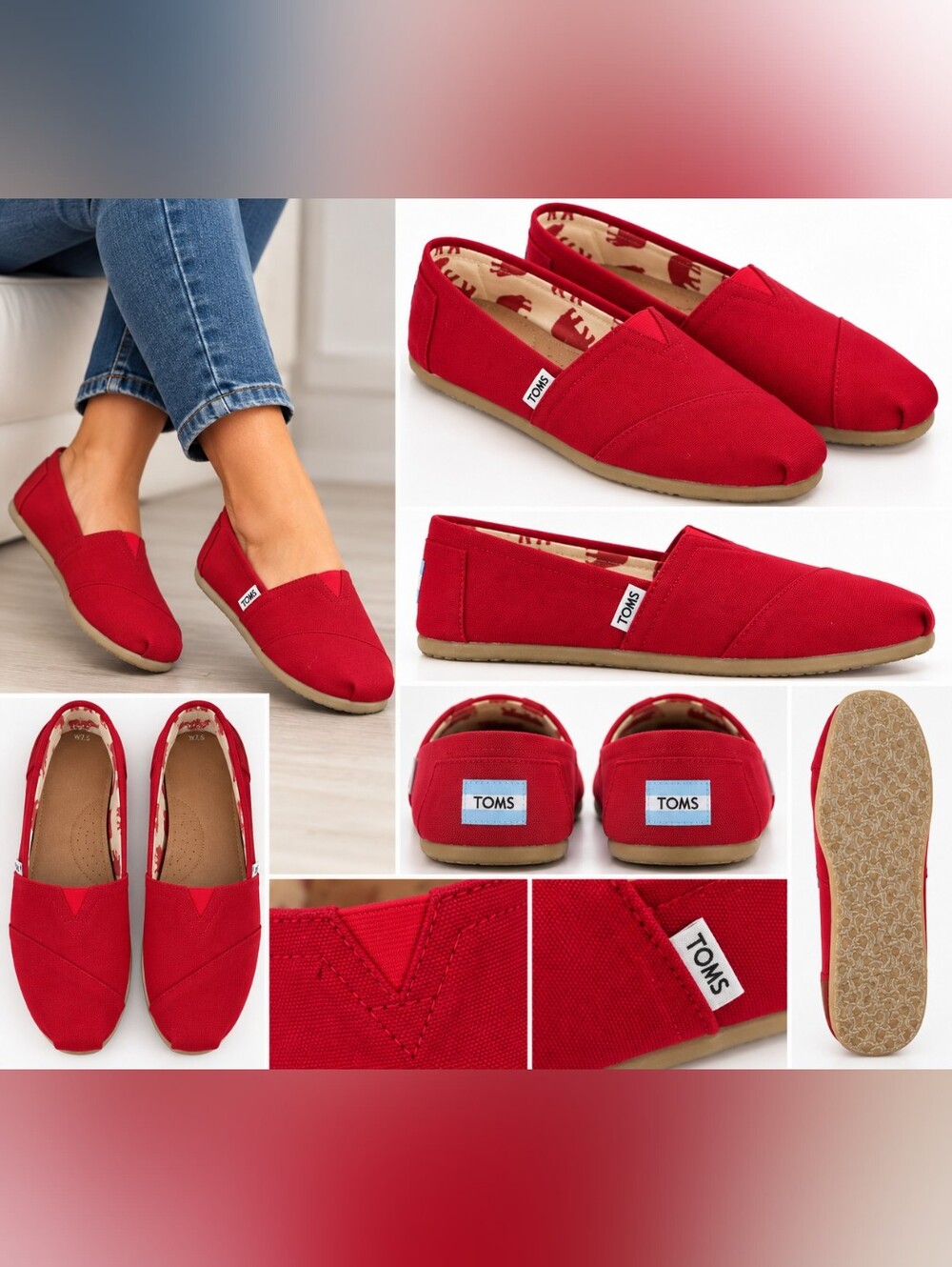 Toms Classic Women's Red Canvas Slip-On 7.5